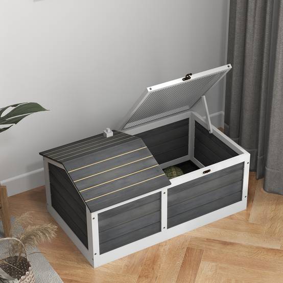 Enclos pour tortue bois naturel 86 x 54 x 43 cm - PANGIVO - Image 10