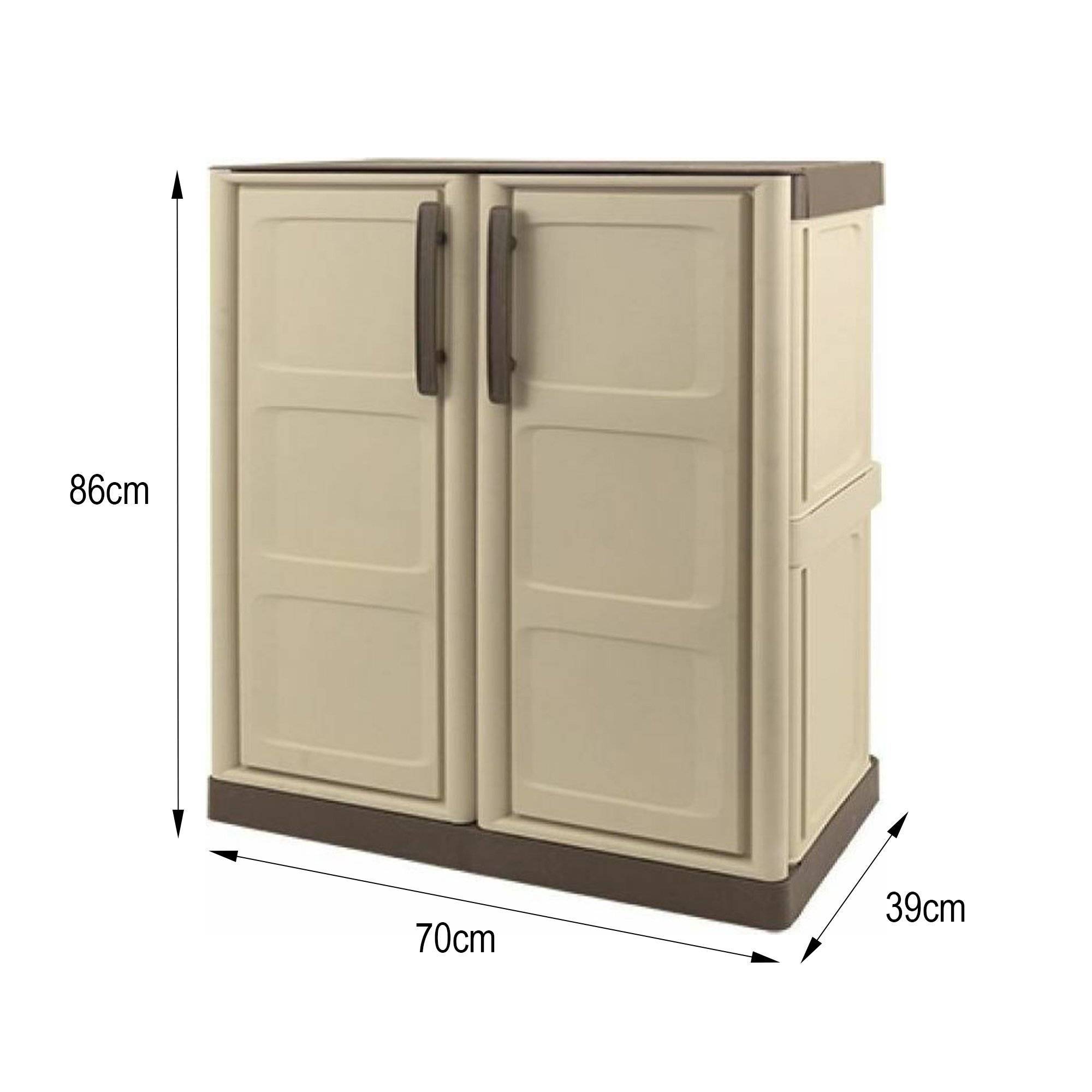 Dmora - Armoire d'extérieur Courtrai, Armoire de balcon polyvalente, Mobilier d'extérieur avec 2 portes, Beige et Marron, 70x39h86 cm, Finition à carreaux - Imagen 3