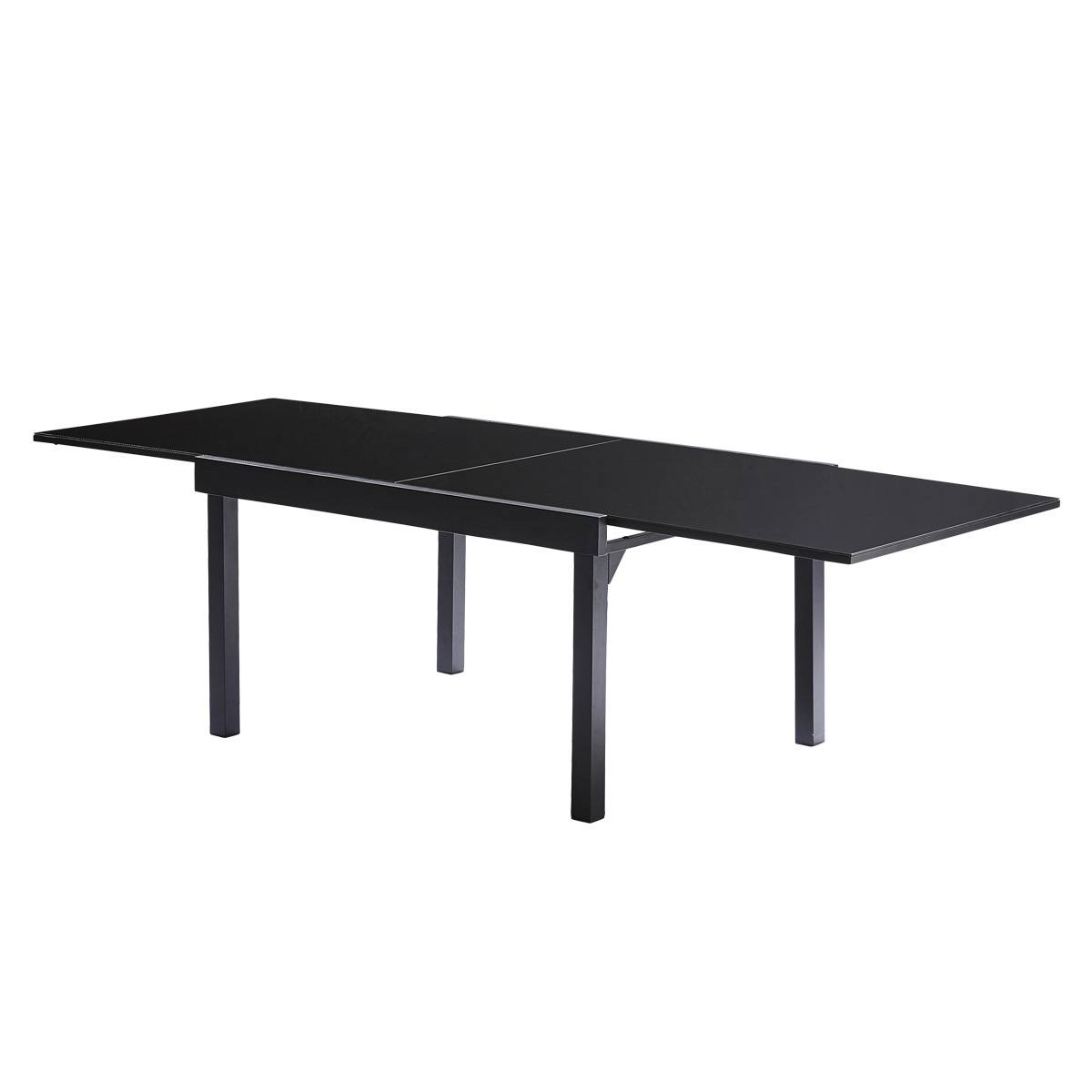 Wilsa Garden - Ensemble MODULO 6/10p en aluminium noir et verre trempé et 6 fauteuils en aluminium et assise textilène - Imagen 4