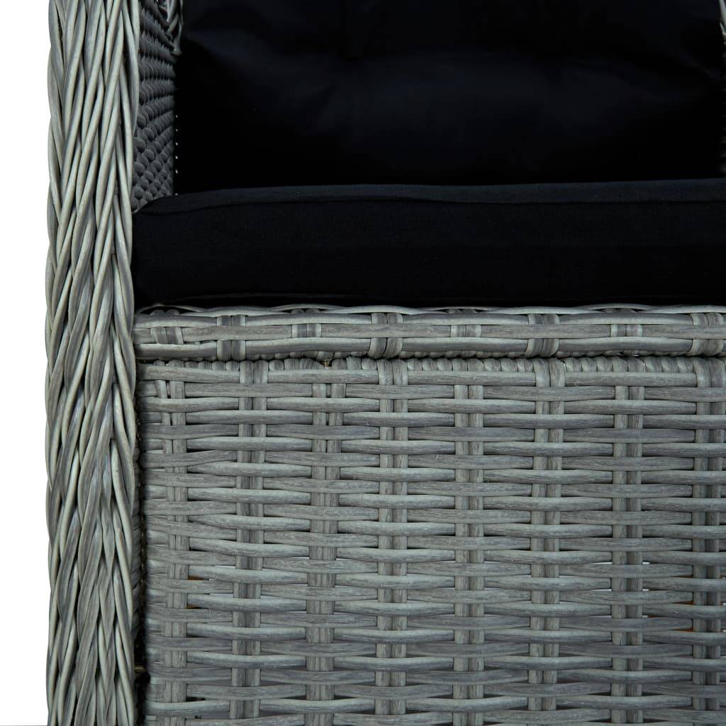 Helloshop26 - Salon de jardin meuble d'extérieur ensemble de mobilier 3 pièces avec coussins résine tressée gris clair - Imagen 7