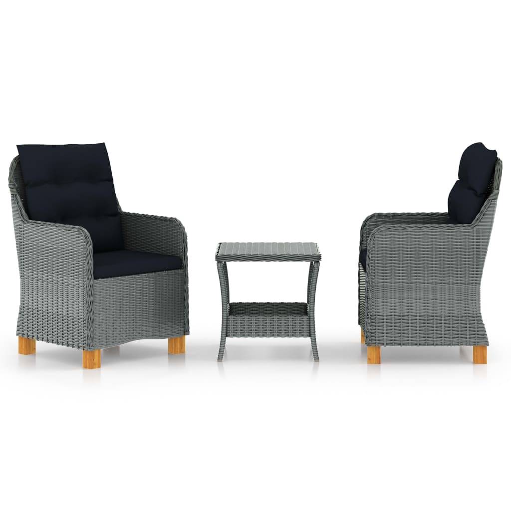 Helloshop26 - Salon de jardin meuble d'extérieur ensemble de mobilier 3 pièces avec coussins résine tressée gris clair - Imagen 1