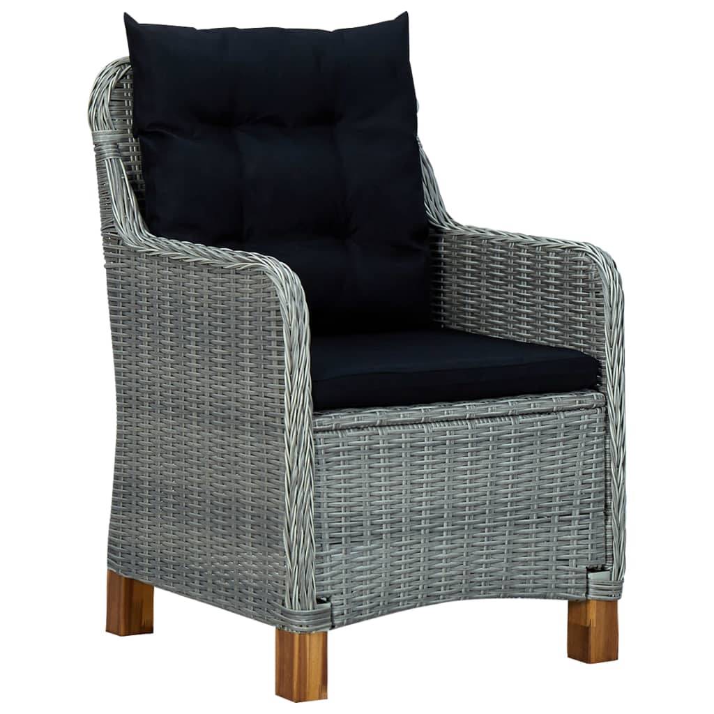 Helloshop26 - Salon de jardin meuble d'extérieur ensemble de mobilier 3 pièces avec coussins résine tressée gris clair - Imagen 3
