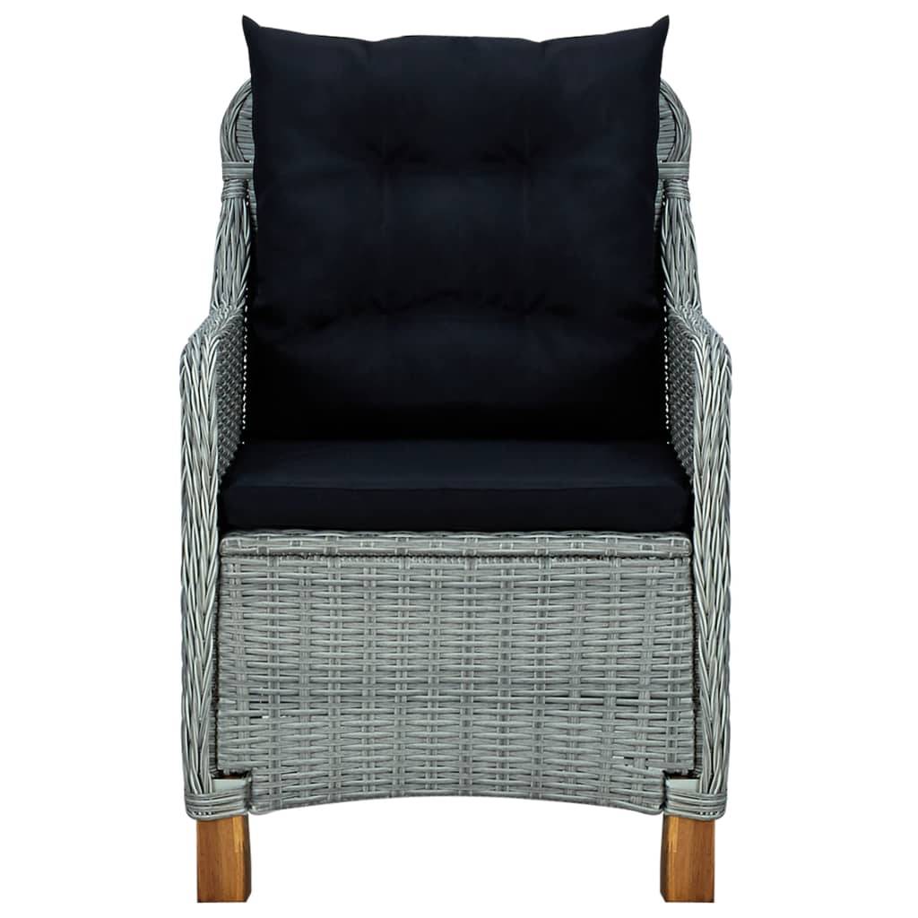Helloshop26 - Salon de jardin meuble d'extérieur ensemble de mobilier 3 pièces avec coussins résine tressée gris clair - Imagen 5