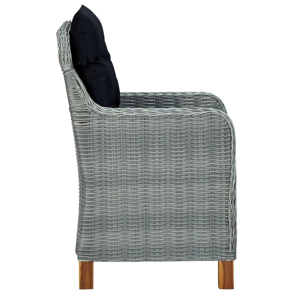 Helloshop26 - Salon de jardin meuble d'extérieur ensemble de mobilier 3 pièces avec coussins résine tressée gris clair - Imagen 6