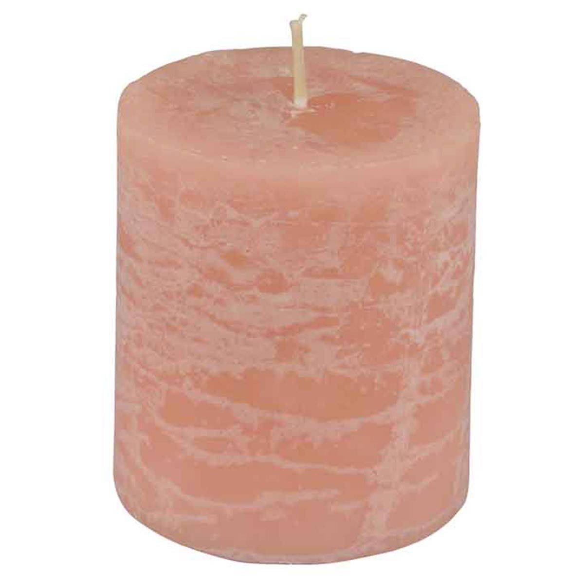 Bougie Pilier Déco "Rustique" 7cm Rose Poudré