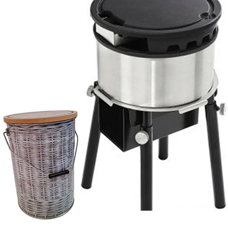QAÏTO BBQ camping plancha brasero aux pellets Seau décor Osier Vieilli - Image 7