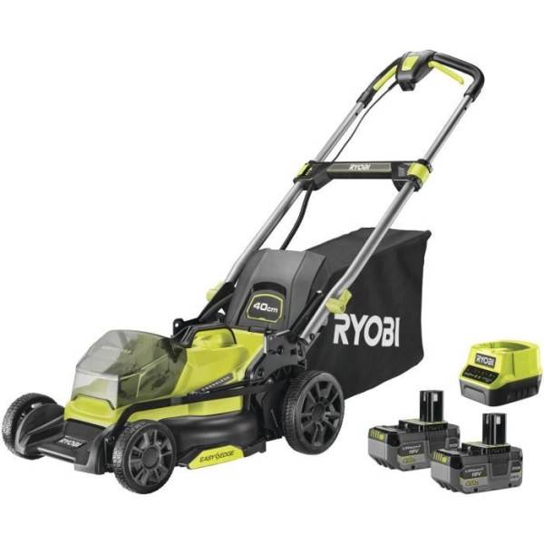 Ryobi - RYOBI - Tondeuse poussée 18V Brushless - Ø coupe 40 cm - ramassage et mulching - 2 batteries 18V 4,0 Ah & chargeur - RY18LMX40