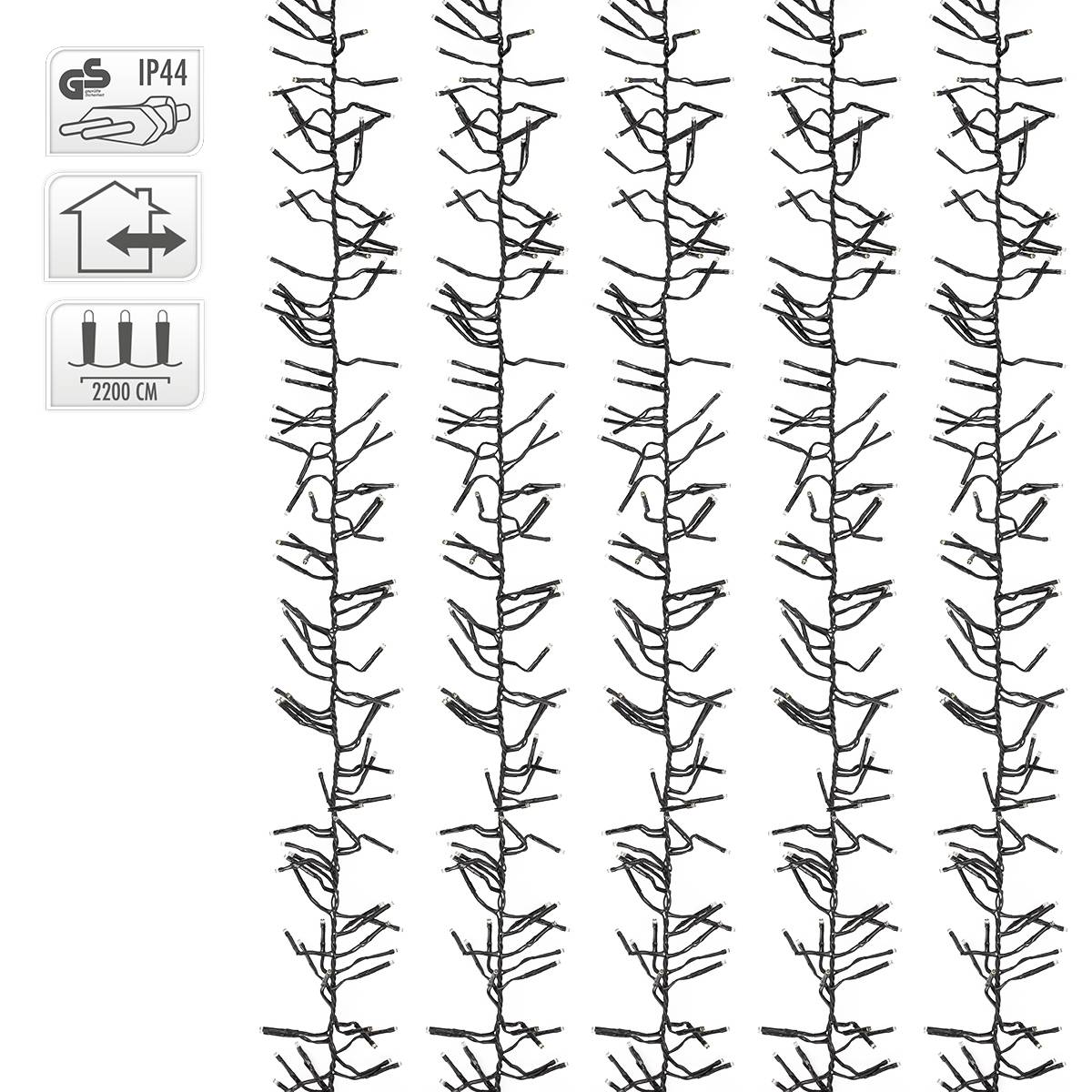 Ecd-Germany - Guirlande lumineuse 3000 LEDs cluster éclairage blanc chaud intérieur/extérieur - Imagen 4