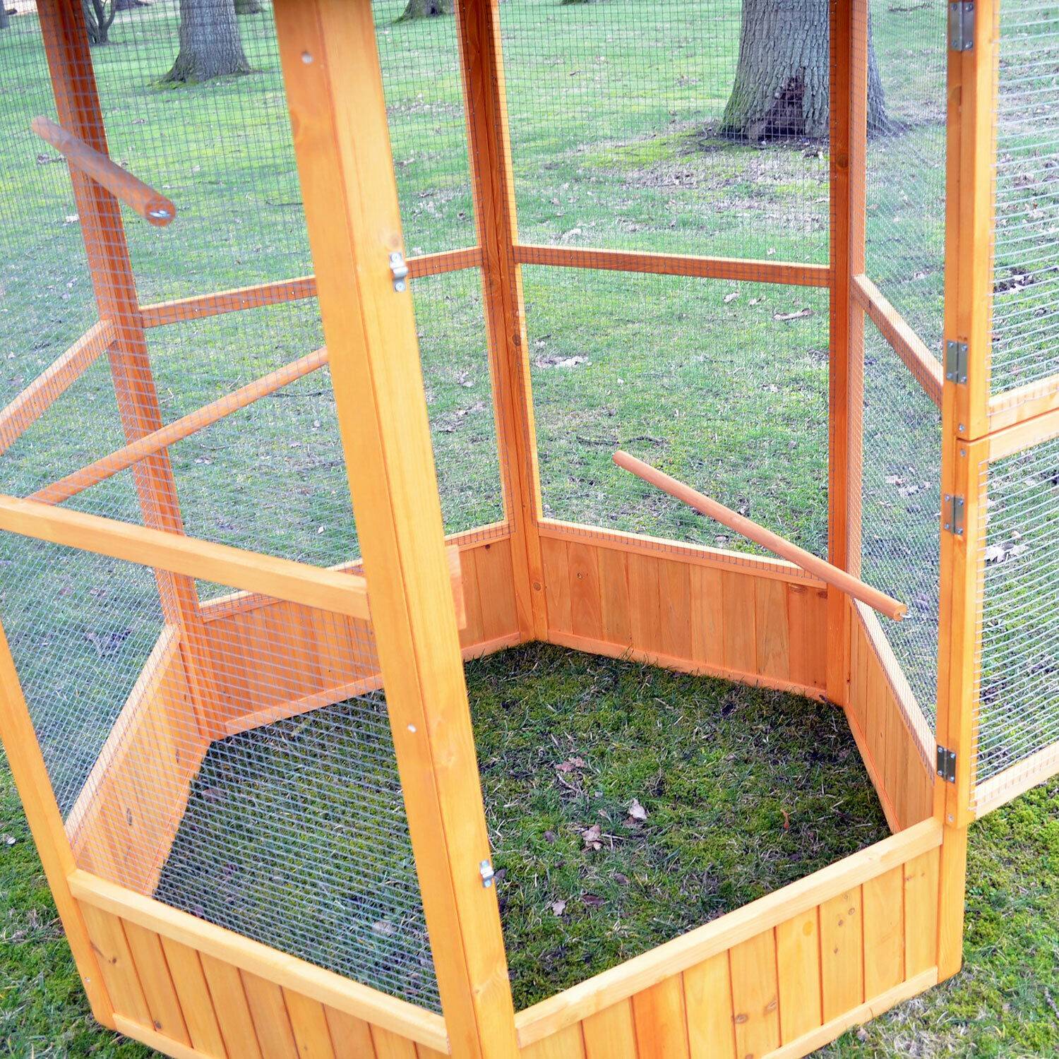 BB Loisir - Voliere Cage a oiseaux en bois de haute qualite 6 coins 160x123cm Modele Maxi 308 - Image 2