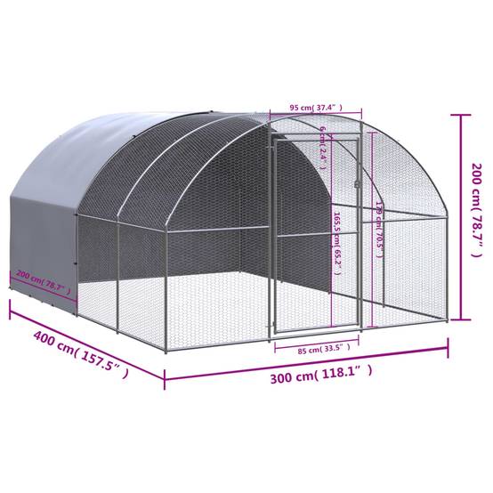 Vidaxl - Poulailler d'extérieur 3x4x2 m Acier galvanisé vidaXL 3095473 - Image 3