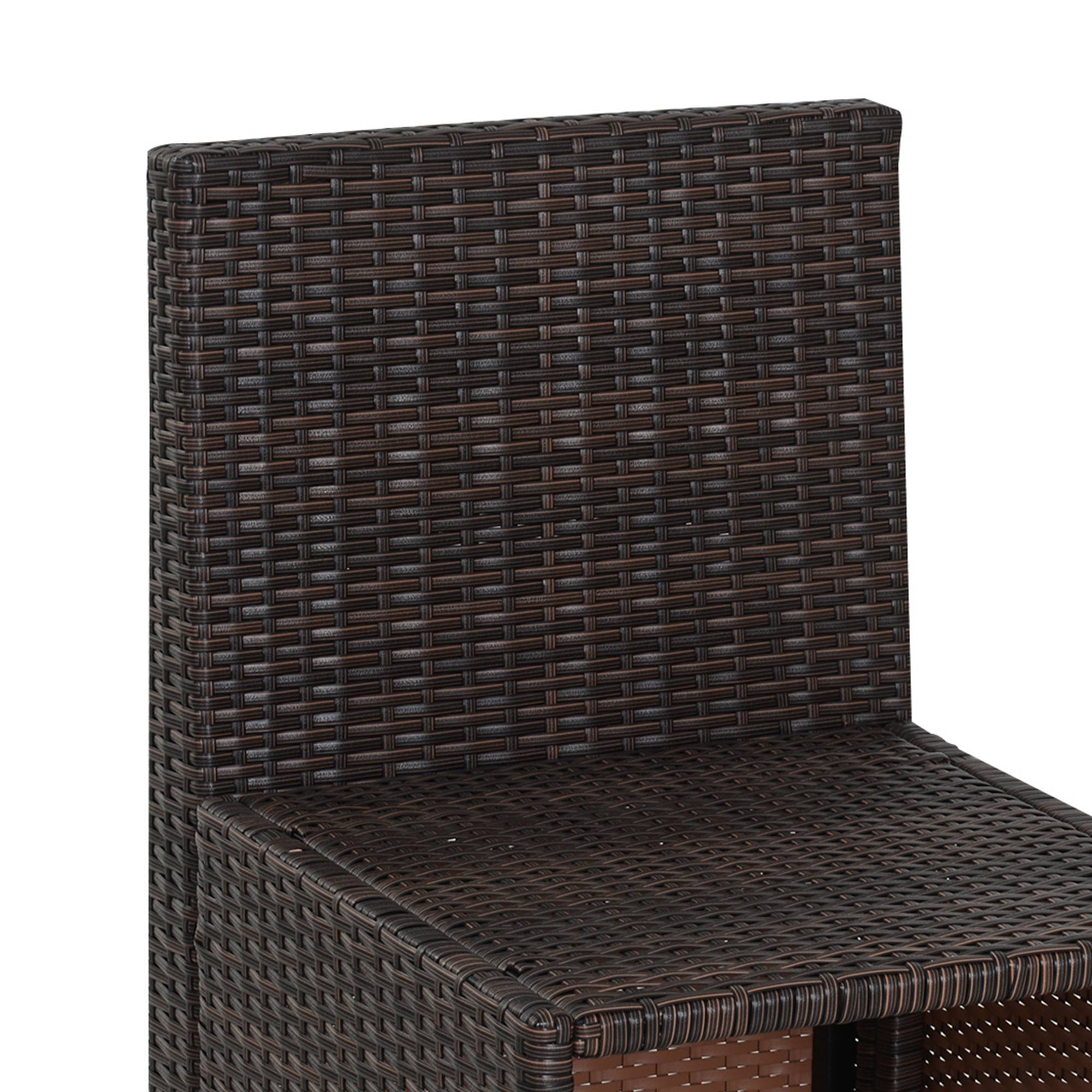 Salon de jardin 5 pièces résine tressée balcon terrasse 4 personnes encastrable marron kaki - ComfortXL Outdoor Living - Image 8