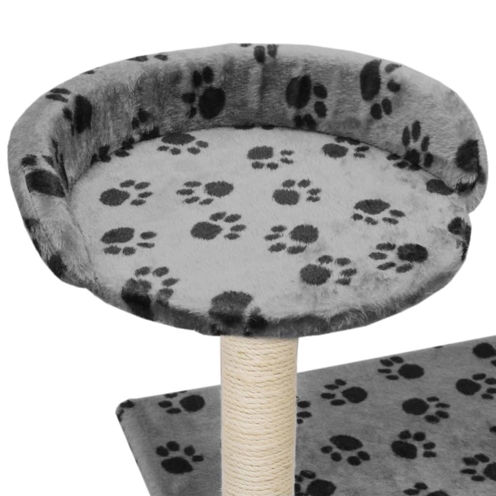 Arbre à chat, Tour à chat avec griffoir en sisal 95 cm Gris Motif de pattes MP47 - Image 6