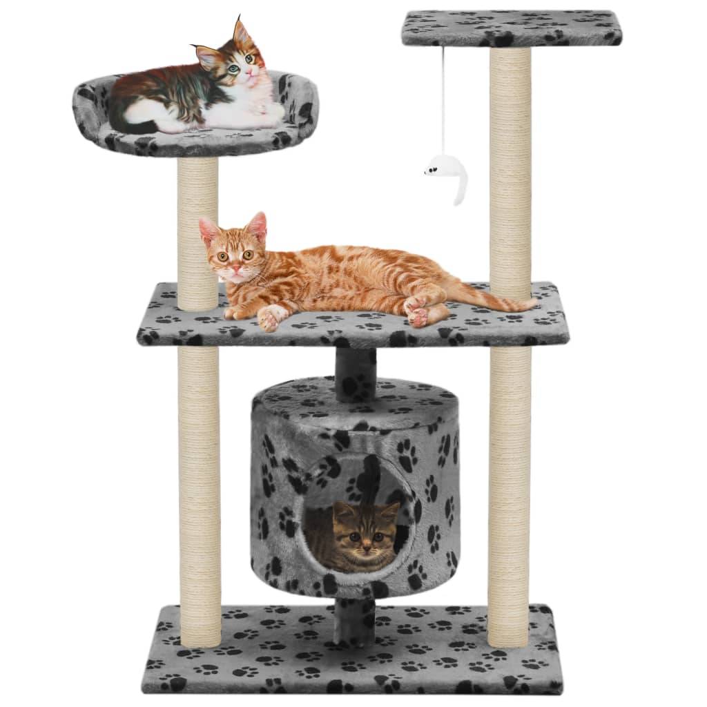 Arbre à chat, Tour à chat avec griffoir en sisal 95 cm Gris Motif de pattes MP47 - Image 2