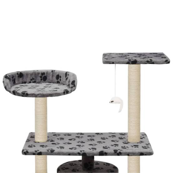 Arbre à chat, Tour à chat avec griffoir en sisal 95 cm Gris Motif de pattes MP47 - Image 5