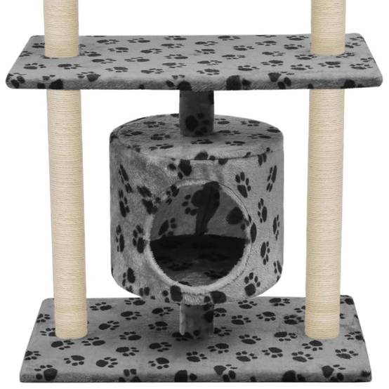 Arbre à chat, Tour à chat avec griffoir en sisal 95 cm Gris Motif de pattes MP47 - Image 4