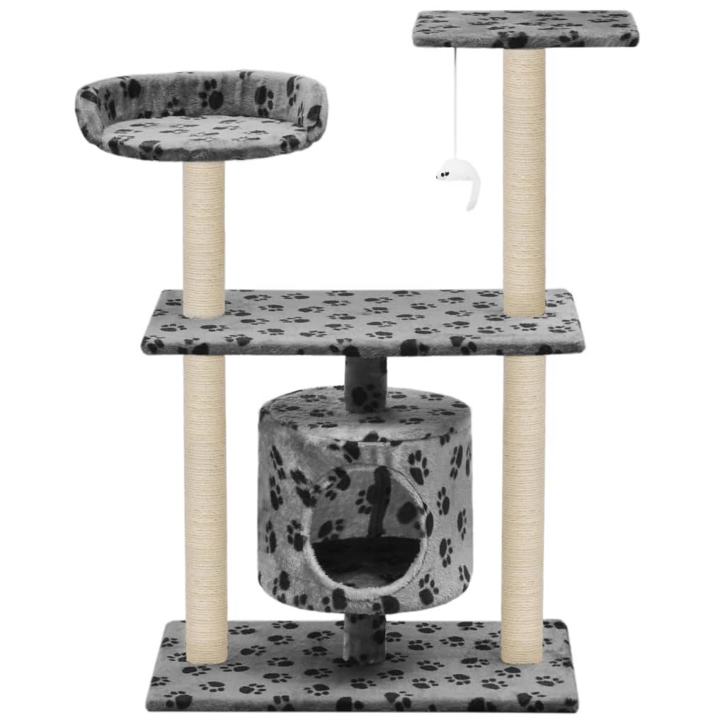 Arbre à chat, Tour à chat avec griffoir en sisal 95 cm Gris Motif de pattes MP47 - Image 3