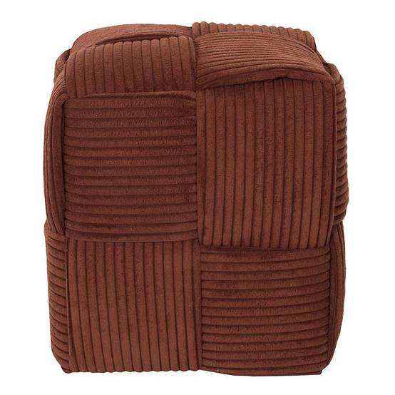 Pouf cube en velours côtelé tressé coloris terracotta - AMORY - Image 3
