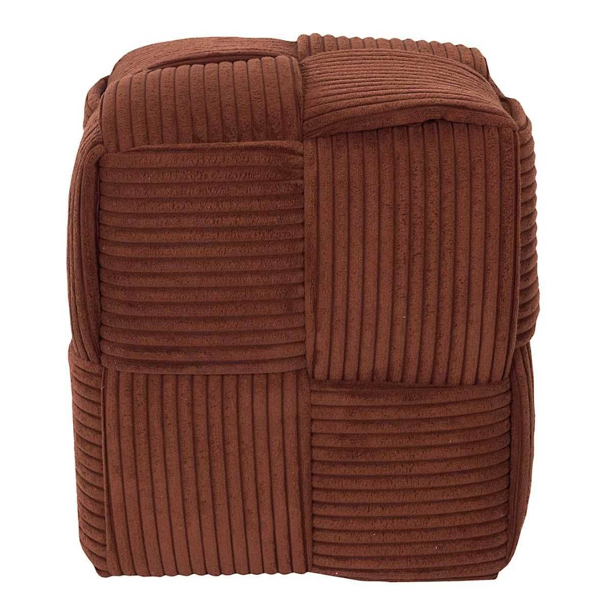 Pouf cube en velours côtelé tressé coloris terracotta - AMORY - Image 3