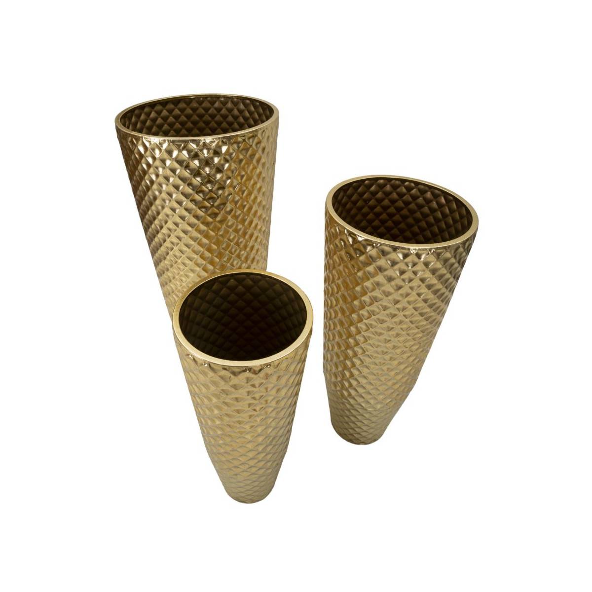 Lot de 3 Vases en Métal "Glotty" 110cm Or - Image 3