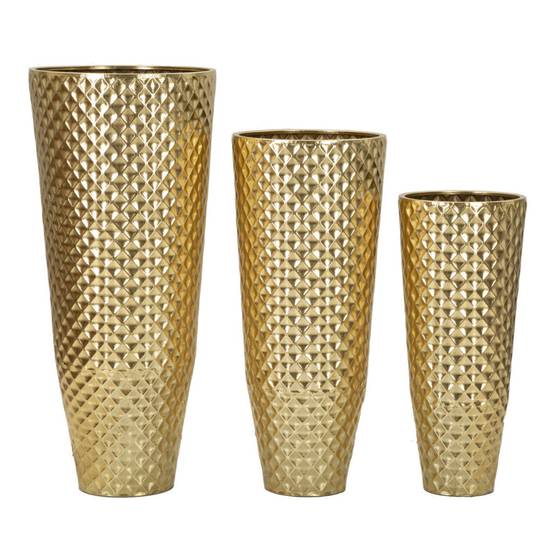 Lot de 3 Vases en Métal "Glotty" 110cm Or - Image 2