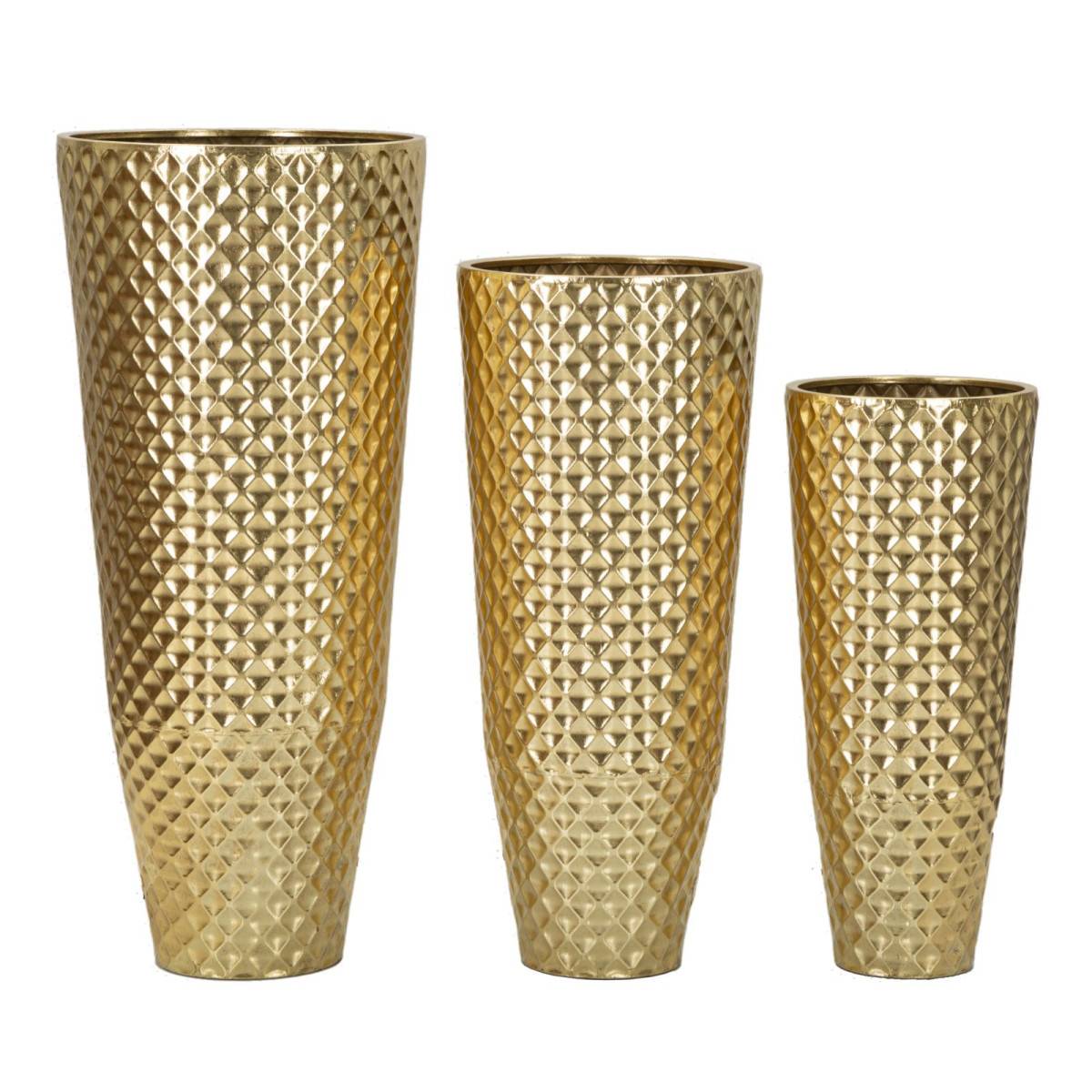 Lot de 3 Vases en Métal "Glotty" 110cm Or - Image 2