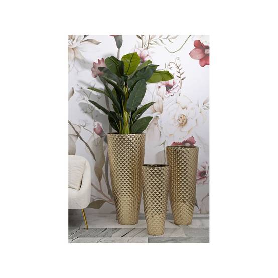 Lot de 3 Vases en Métal "Glotty" 110cm Or - Image 7
