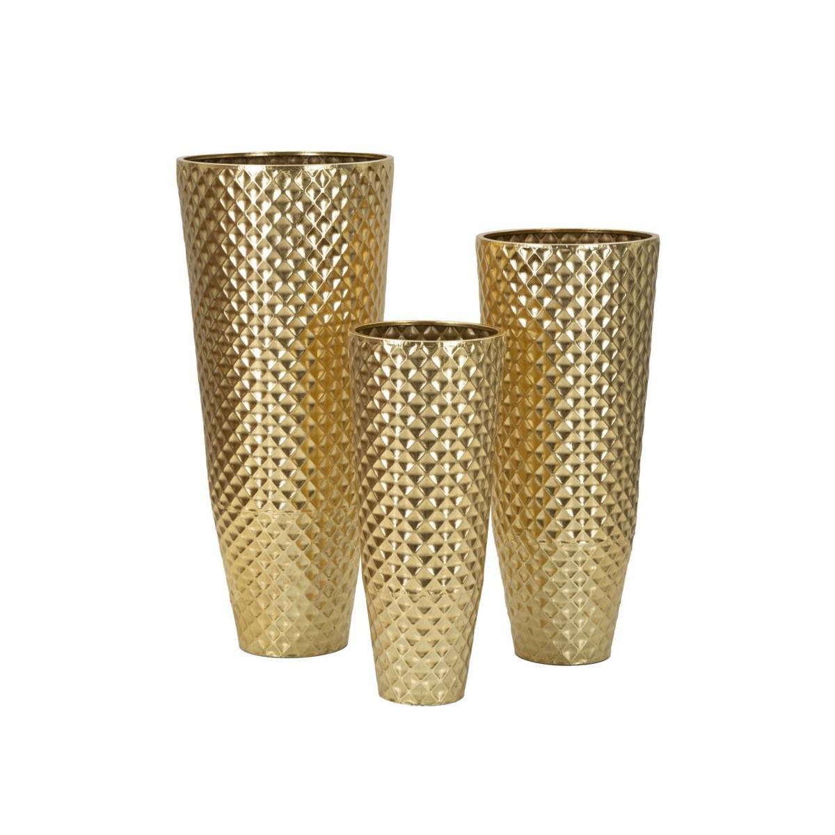 Lot de 3 Vases en Métal "Glotty" 110cm Or - Image 1