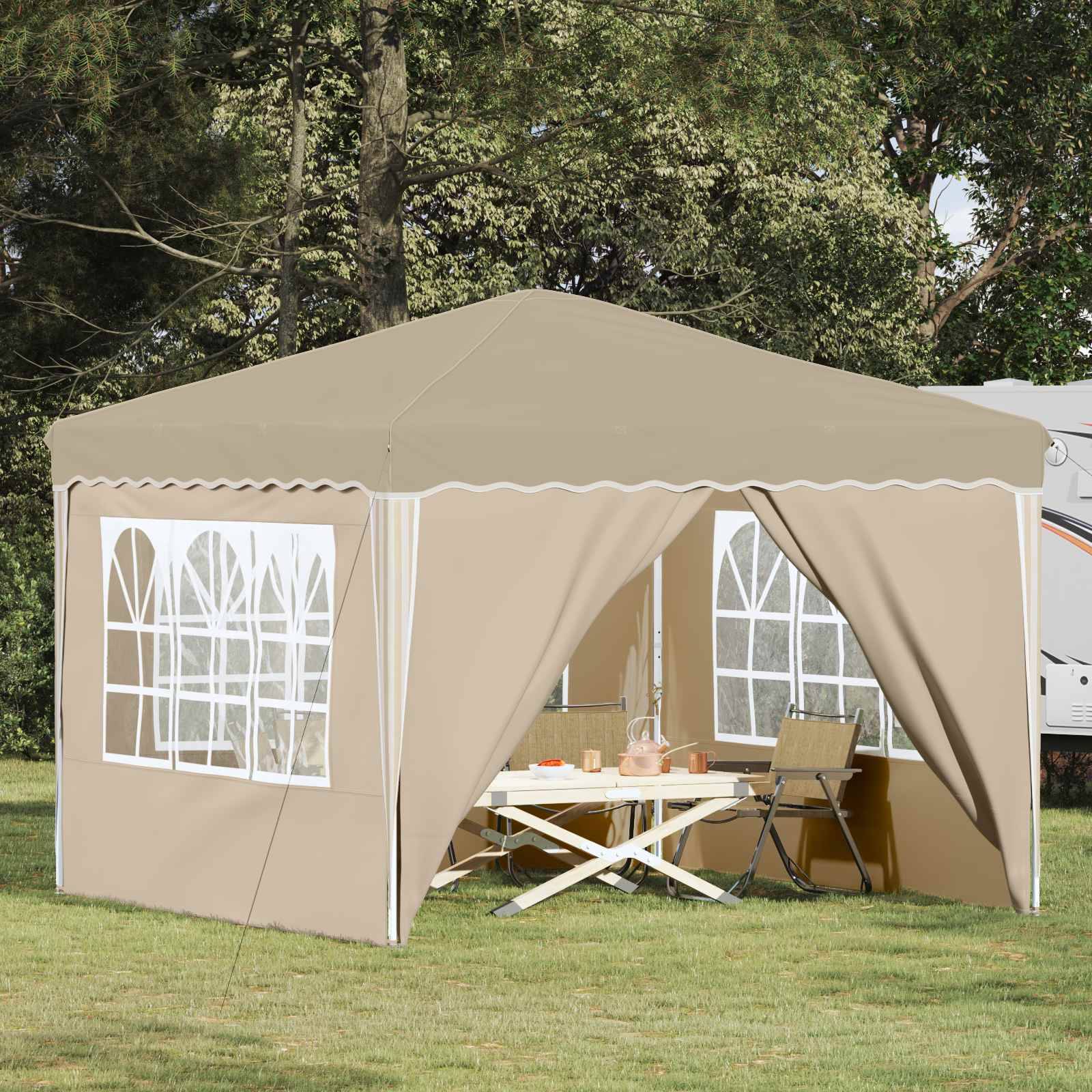 ComfortXL - Tente de réception pliante Oxford jardin réglable 288x288cm crème - ComfortXL Outdoor Living - Image 1