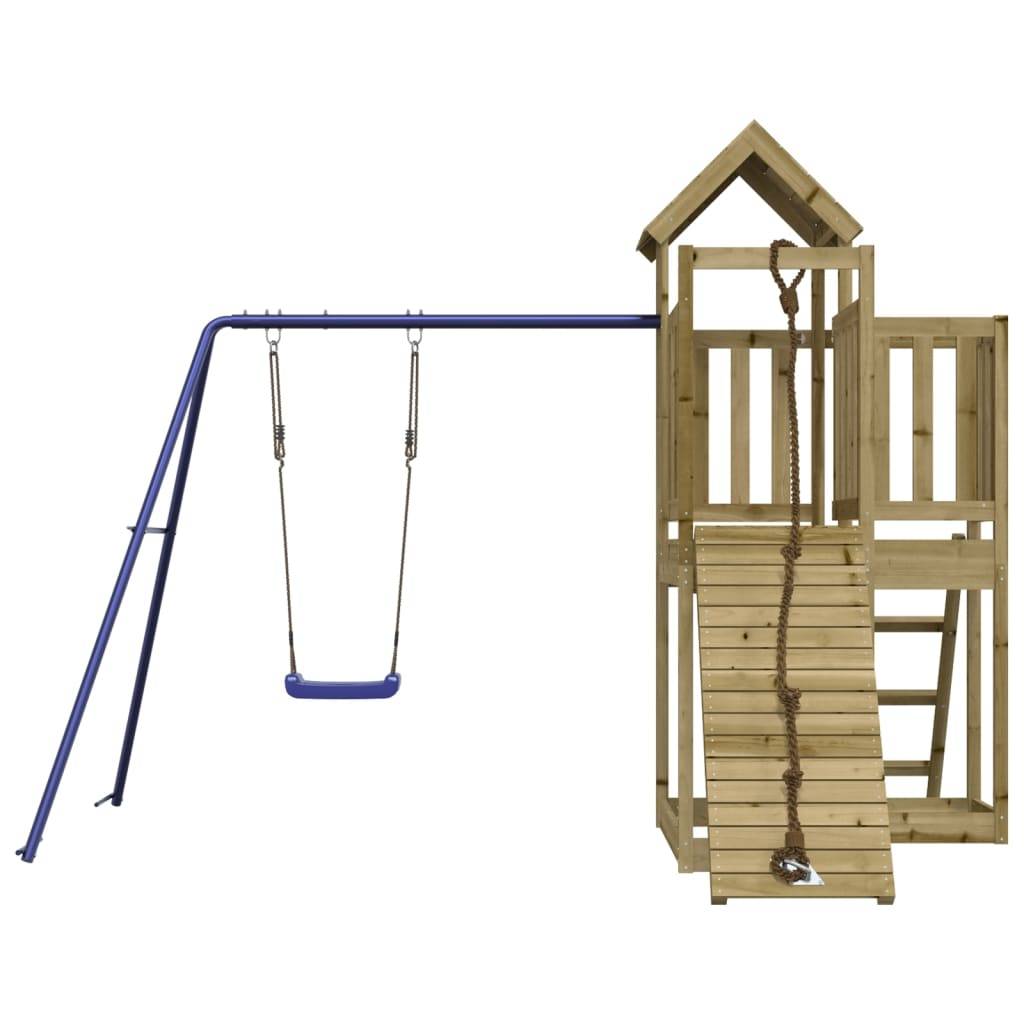 Helloshop26 - Aire de jeux d'extérieur balançoires toboggan portiques robuste jeux jardin 286 x 248 x 214 cm bois de pin imprégné - Imagen 3