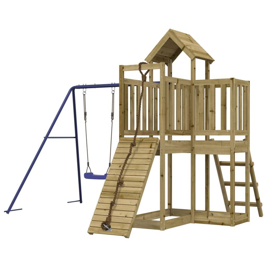 Helloshop26 - Aire de jeux d'extérieur balançoires toboggan portiques robuste jeux jardin 286 x 248 x 214 cm bois de pin imprégné - Imagen 1