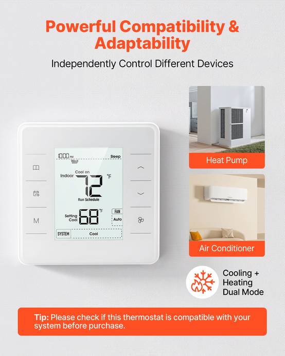 VEVOR Thermostat Programmable Domestique 7 Jours pour Pompe Chaleur Climatiseur - Image 3