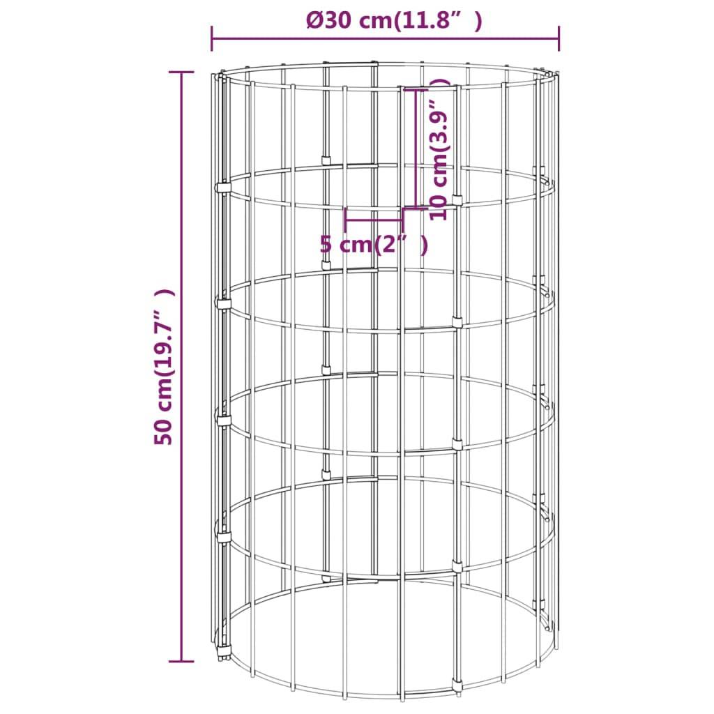 Jardinière | Lits surélevés à gabion circulaires 4 pcs Ø30x50/100/150/200 cm - Image 5