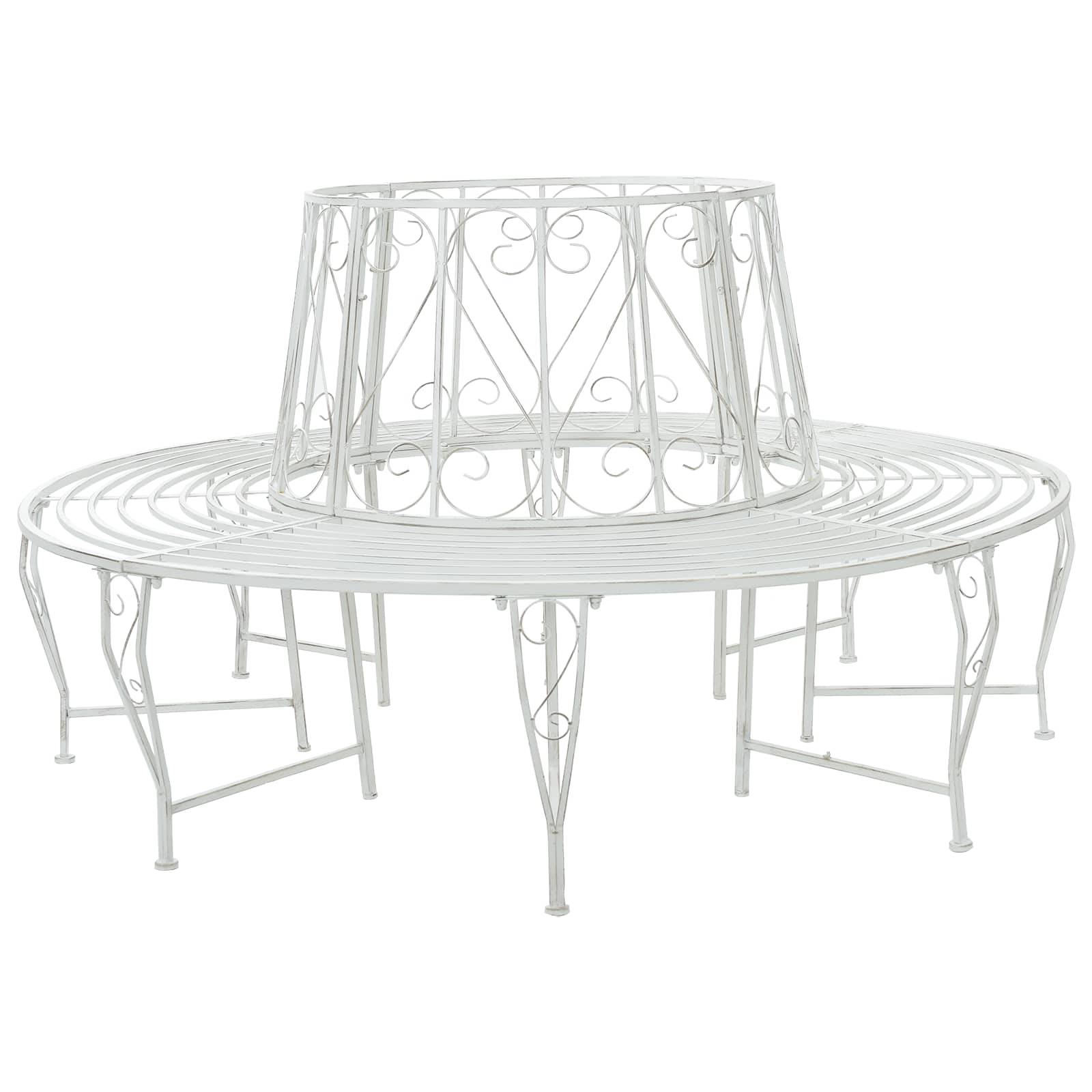 PANGIVO - Banc d'arbre acier blanc antique 160 x 160 x 89 cm - PANGIVO - Image 1