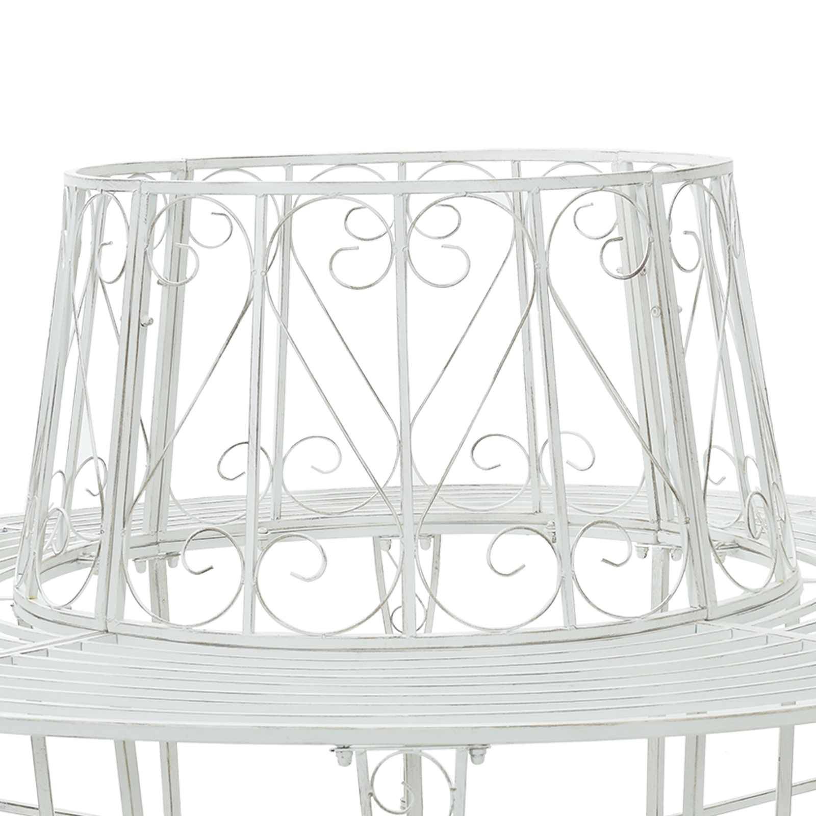 PANGIVO - Banc d'arbre acier blanc antique 160 x 160 x 89 cm - PANGIVO - Image 5