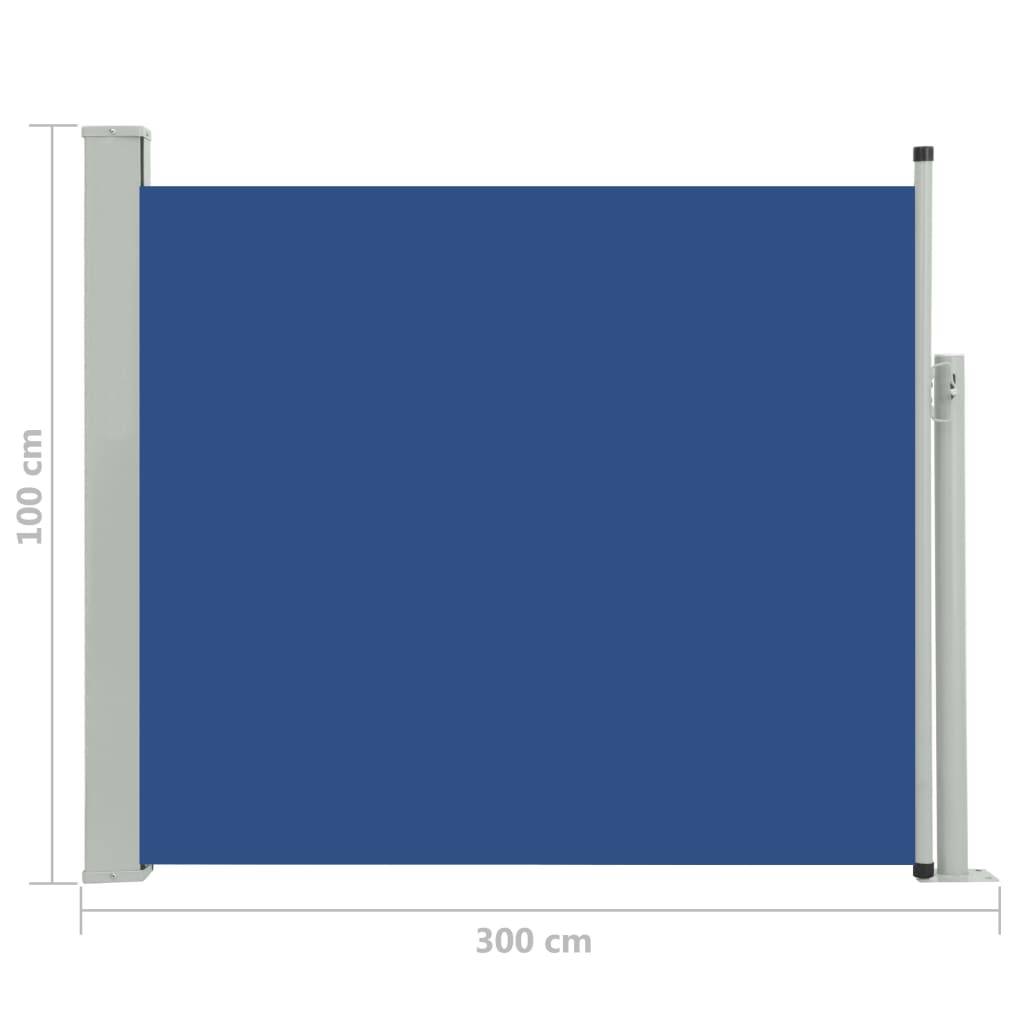 Helloshop26 - Auvent paravent store brise-vue latéral rétractable de patio jardin terrasse balcon protection visuelle écran 100 x 300 cm bleu - Imagen 6