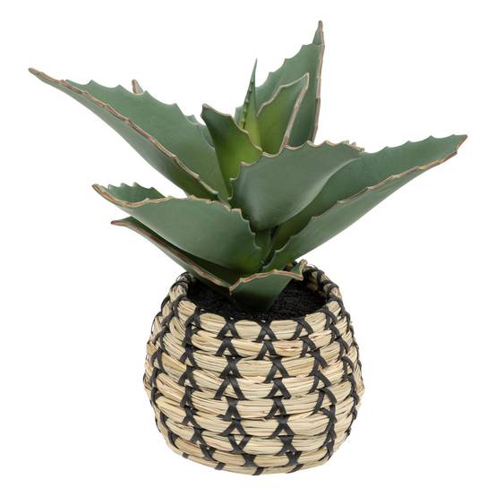 Plante artificielle Samouraï dans un pot tressé à la main H 26 cm - Image 1