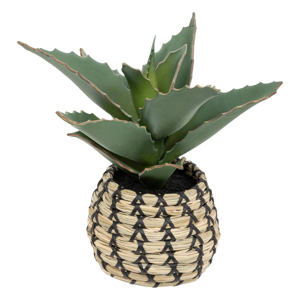 Plante artificielle Samouraï dans un pot tressé à la main H 26 cm - Image 1