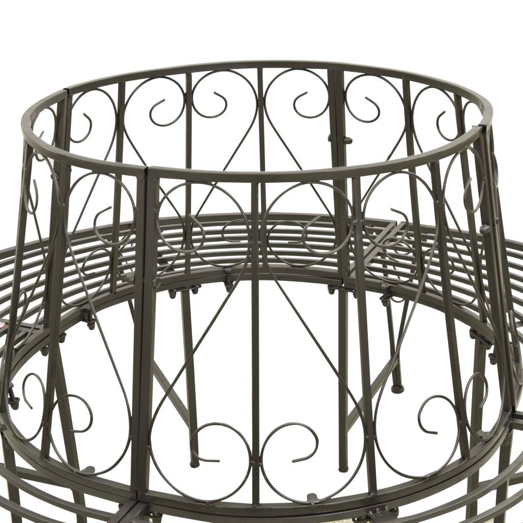Helloshop26 - Banc de jardin meuble de patio d'extérieur terrasse circulaire de jardin 160 x 89 cm acier gris argenté - Imagen 5