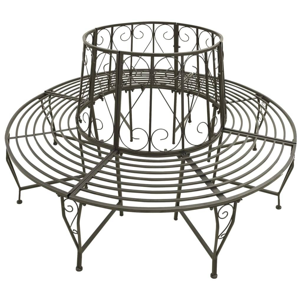 Helloshop26 - Banc de jardin meuble de patio d'extérieur terrasse circulaire de jardin 160 x 89 cm acier gris argenté - Imagen 2
