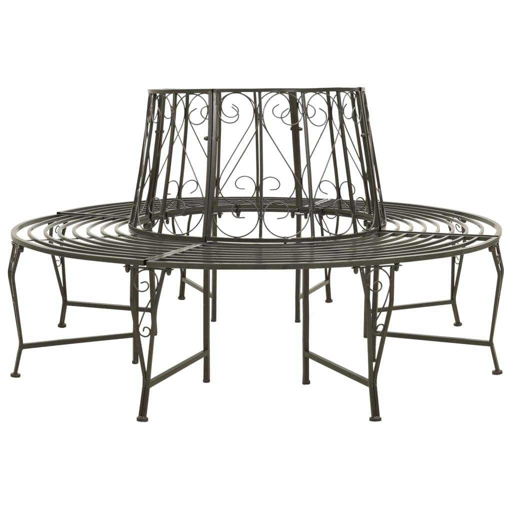 Helloshop26 - Banc de jardin meuble de patio d'extérieur terrasse circulaire de jardin 160 x 89 cm acier gris argenté - Imagen 1