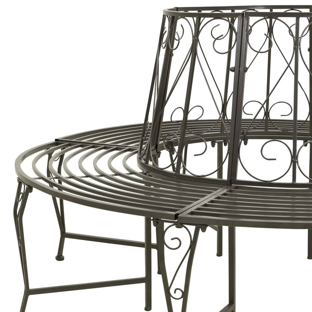 Helloshop26 - Banc de jardin meuble de patio d'extérieur terrasse circulaire de jardin 160 x 89 cm acier gris argenté - Imagen 4