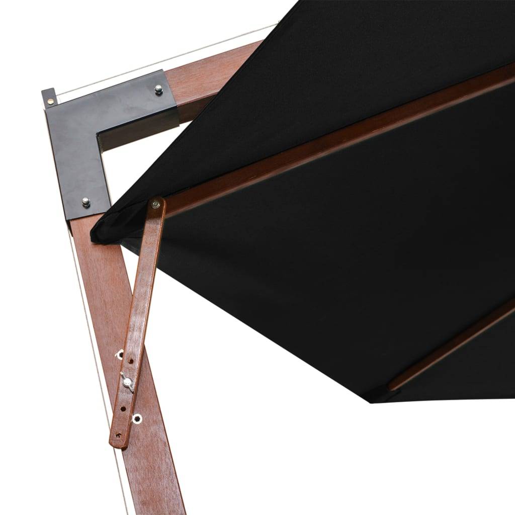 Helloshop26 - Parasol suspendu avec mât 3,5 x 2,9 m bois de sapin massif noir - Imagen 6