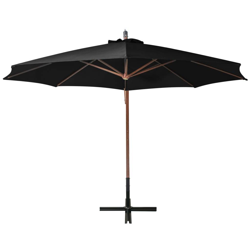Helloshop26 - Parasol suspendu avec mât 3,5 x 2,9 m bois de sapin massif noir - Imagen 3