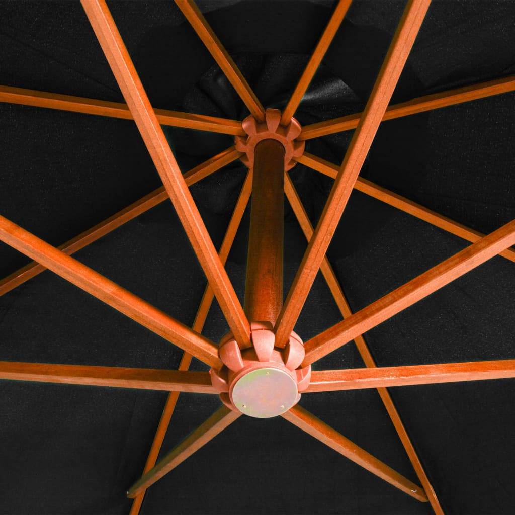 Helloshop26 - Parasol suspendu avec mât 3,5 x 2,9 m bois de sapin massif noir - Imagen 5