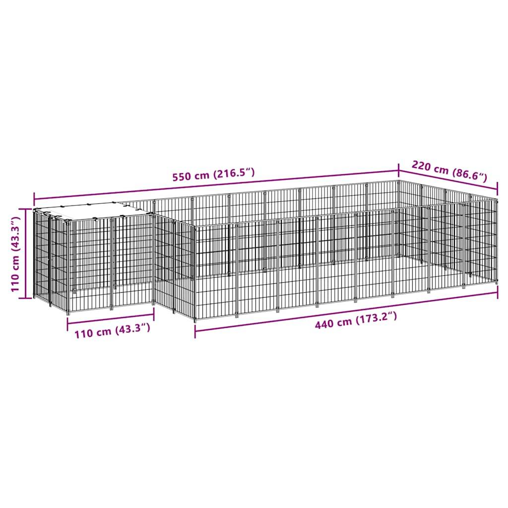 Vidaxl - Chenil Noir 10,89 m² Acier vidaXL 3082207 - Imagen 3