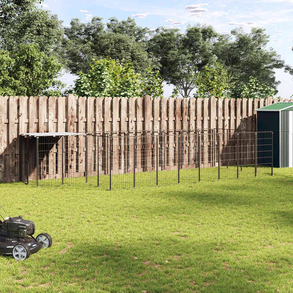 Vidaxl - Chenil Noir 10,89 m² Acier vidaXL 3082207 - Imagen 1