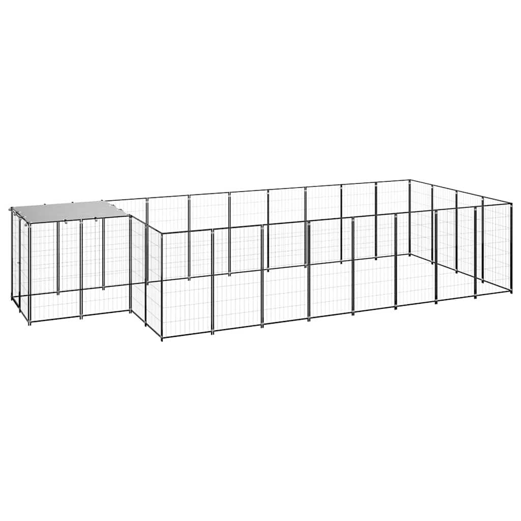 Vidaxl - Chenil Noir 10,89 m² Acier vidaXL 3082207 - Imagen 2
