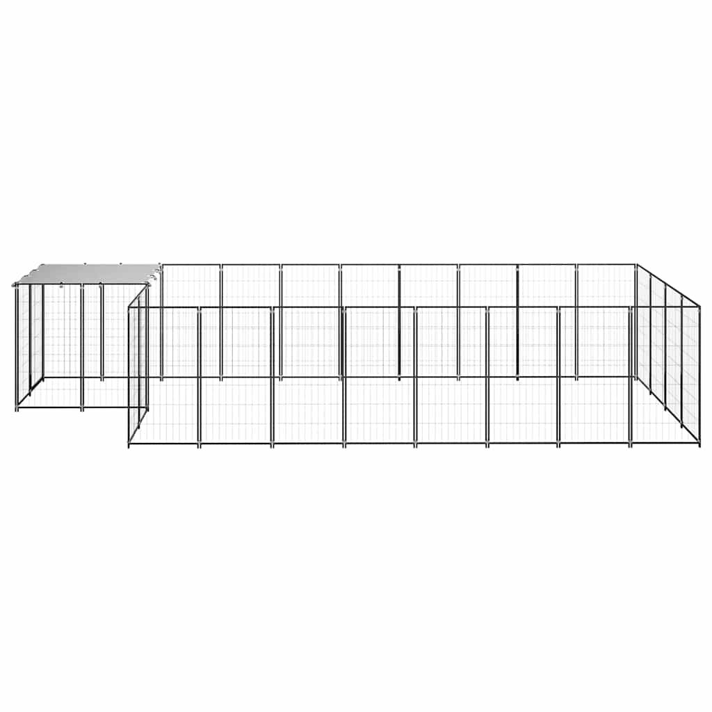 Vidaxl - Chenil Noir 10,89 m² Acier vidaXL 3082207 - Imagen 7