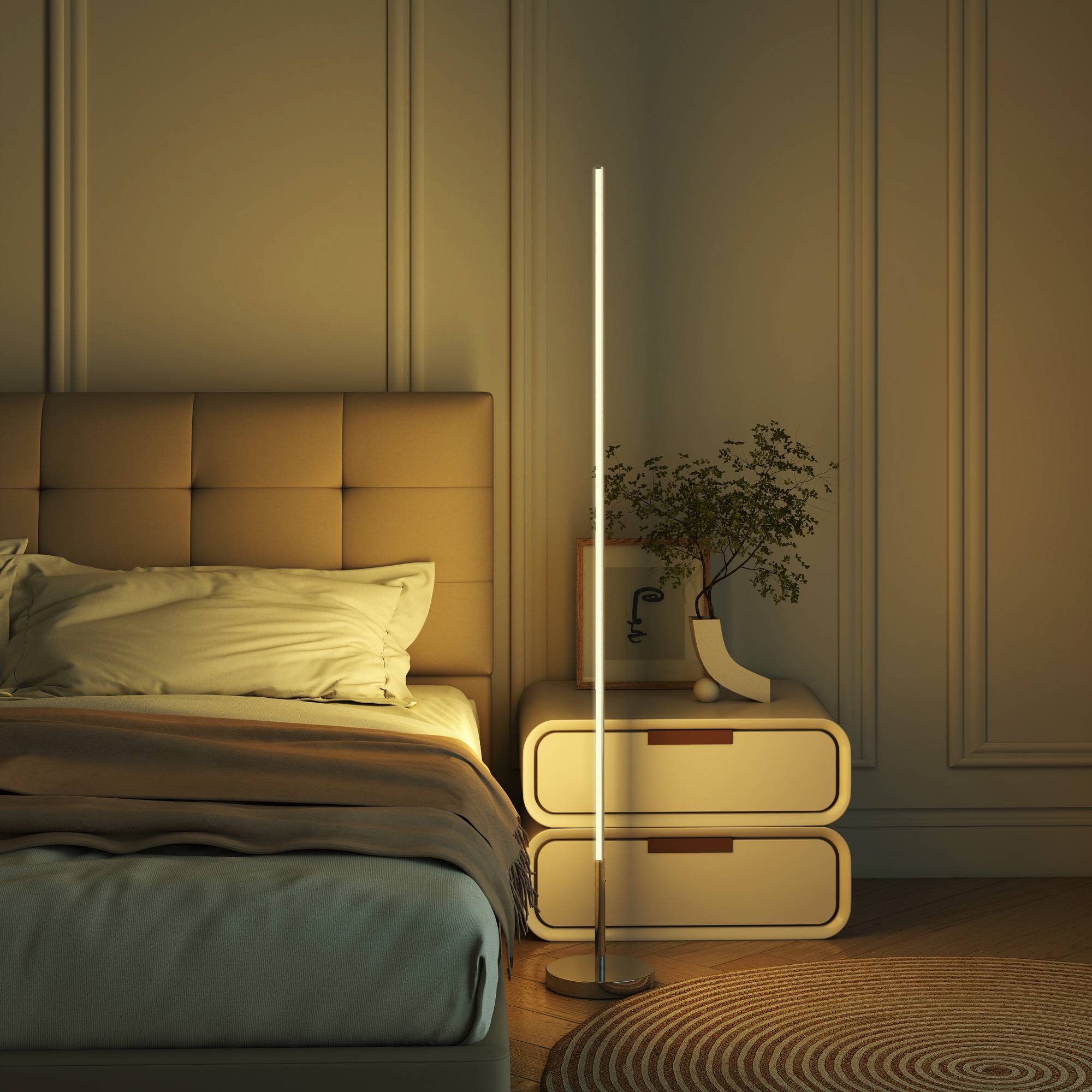 Lampadaire gris argenté salon teinte lumineuse ajustable avec télécommande magnétique - Image 4