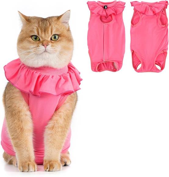 Combinaison de Récupération pour Chat Anti Léchage Rouge L